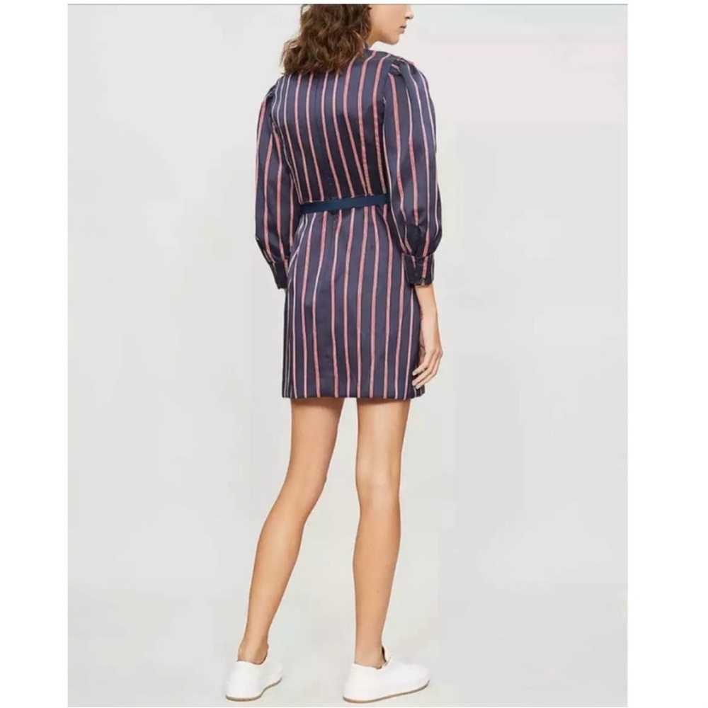 NWT Sandro Respect Navy/White/Red Striped Puff-Sleeve Women’s Mini Dress 40/8 - Picture 4 of 13
